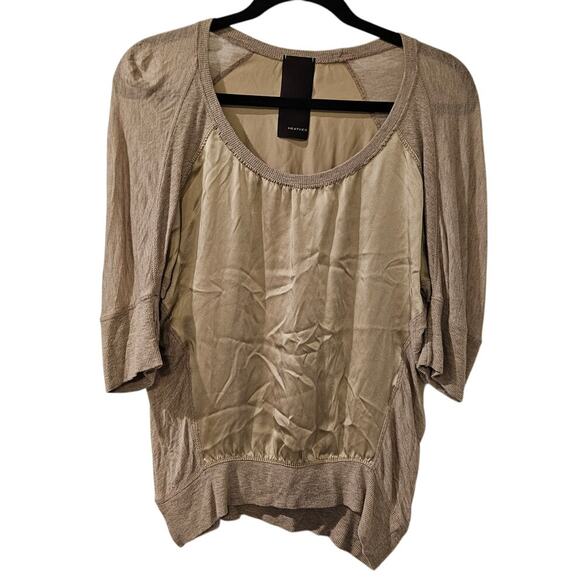 Heather by Bordeaux Blouse XS Champagne Gold Silk Modal Mixed Media‎ - Picture 1 of 5